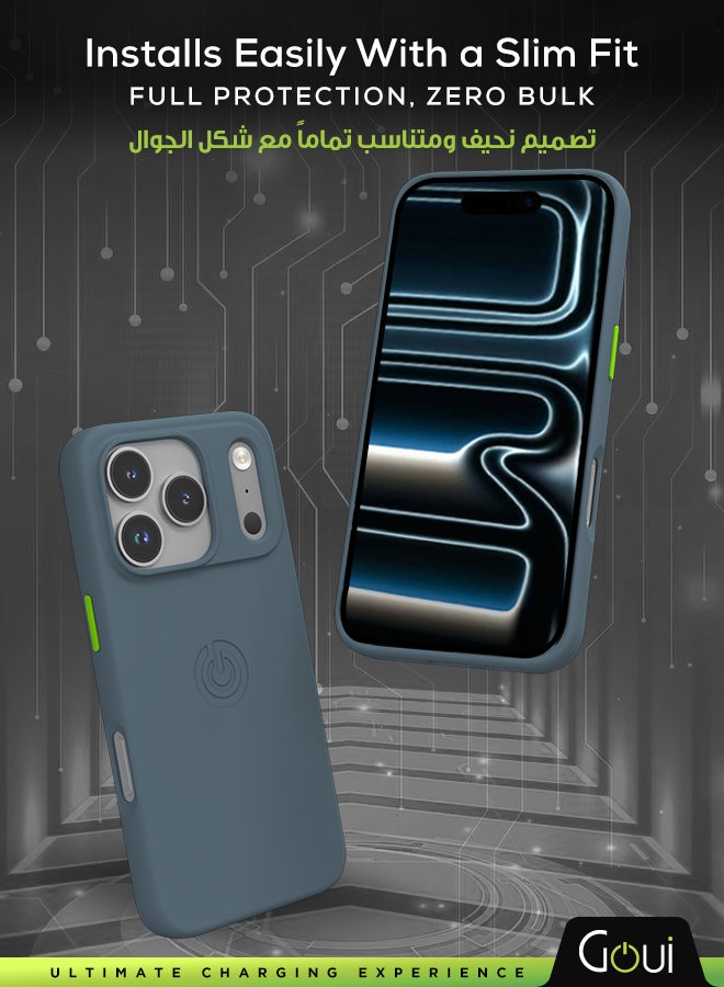 Goui iPhone 17 Pro Case | Full-Coverage | MagSafe | Wireless Friendly | Colorful | Soft Touch | Magnetic Design for Mount Steel Grey - Image 2