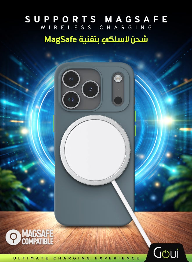 Goui iPhone 17 Pro Case | Full-Coverage | MagSafe | Wireless Friendly | Colorful | Soft Touch | Magnetic Design for Mount Steel Grey - Image 3