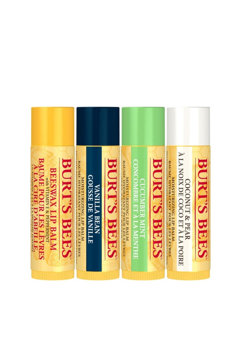 مجموعة هدايا Burt's Bees Beeswax Bounty المتنوعة – 4 قطع – بلسم شفاه طبيعي ومجموعة العناية بالبشرة - Image 1