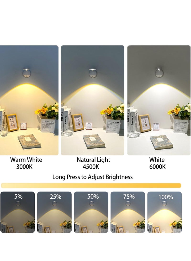 SYOSI - Picture Light Battery Operated Wall Lights Rechargeable Motion Sensor Picture Light with 3 Sensing Modes Led 360° Rotation Lamp Wall Sconces for Picture Art Display Bedrooms Bedside Hallways White - Image 1
