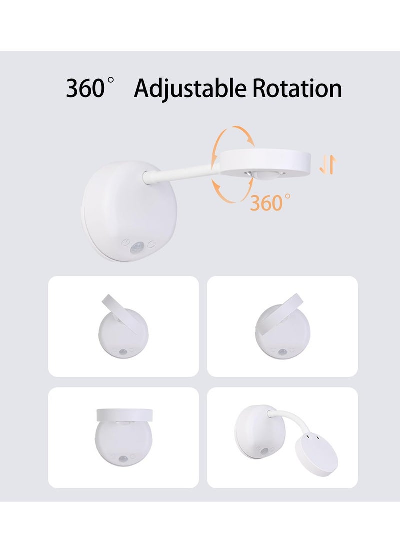 SYOSI - Picture Light Battery Operated Wall Lights Rechargeable Motion Sensor Picture Light with 3 Sensing Modes Led 360° Rotation Lamp Wall Sconces for Picture Art Display Bedrooms Bedside Hallways White - Image 1