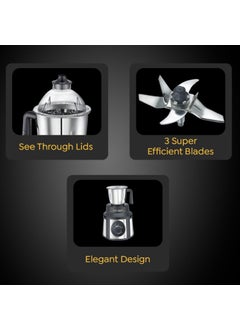 PRESTIGE Prestige Endura 1000W Mixer Grinder with Ball Bearing Technology|Stainless Steel 3 Jars with Flow breakers|Overload protection|Black & Silver  - Image 4