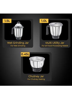PRESTIGE Prestige Endura 1000W Mixer Grinder with Ball Bearing Technology|Stainless Steel 3 Jars with Flow breakers|Overload protection|Black & Silver  - Image 5