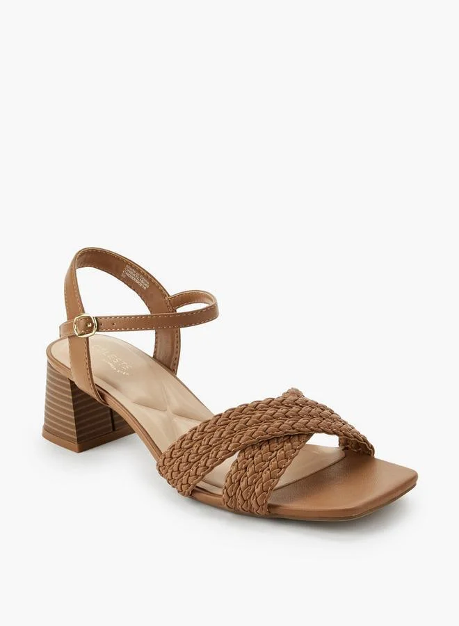 Celeste Women Braided Cross Strap Block Heel Sandals