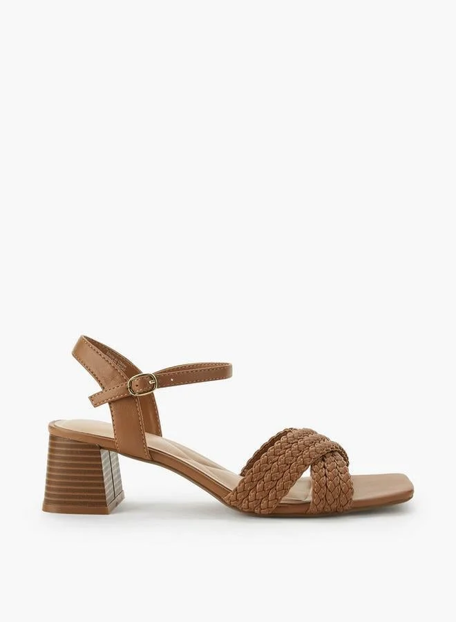 سيليست Women Braided Cross Strap Block Heel Sandals