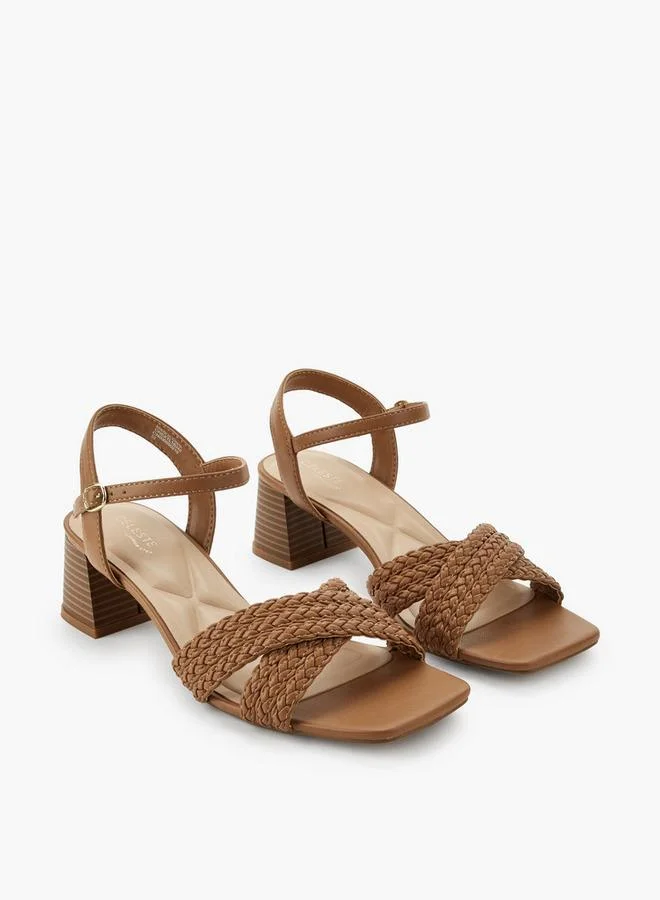 Celeste Women Braided Cross Strap Block Heel Sandals