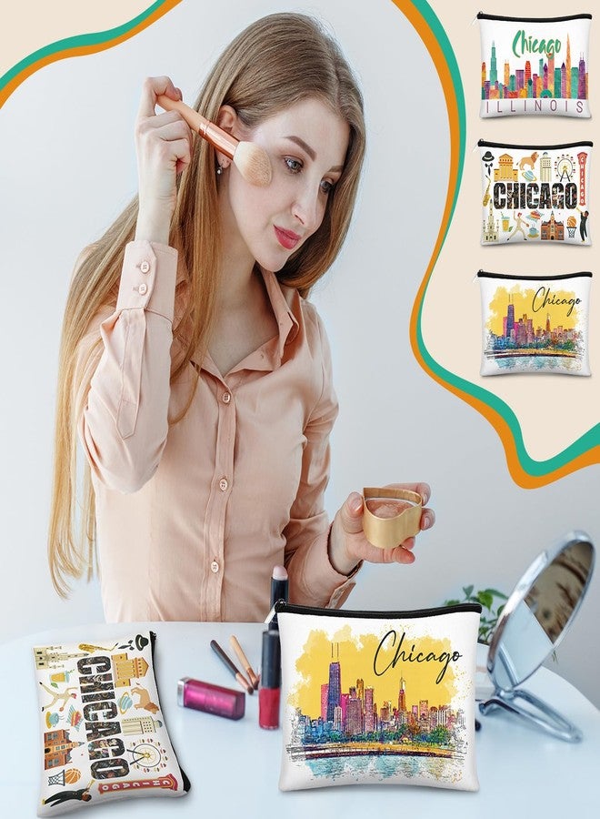 Reginary 6 Pcs City Cosmetic Bag Souvenir Gifts New York Zipper Pouch Chicago Souvenir Seattle Boston Nashville London Paris Italy Alaska Gifts Memento for Women Traveler(Chicago) - Image 5