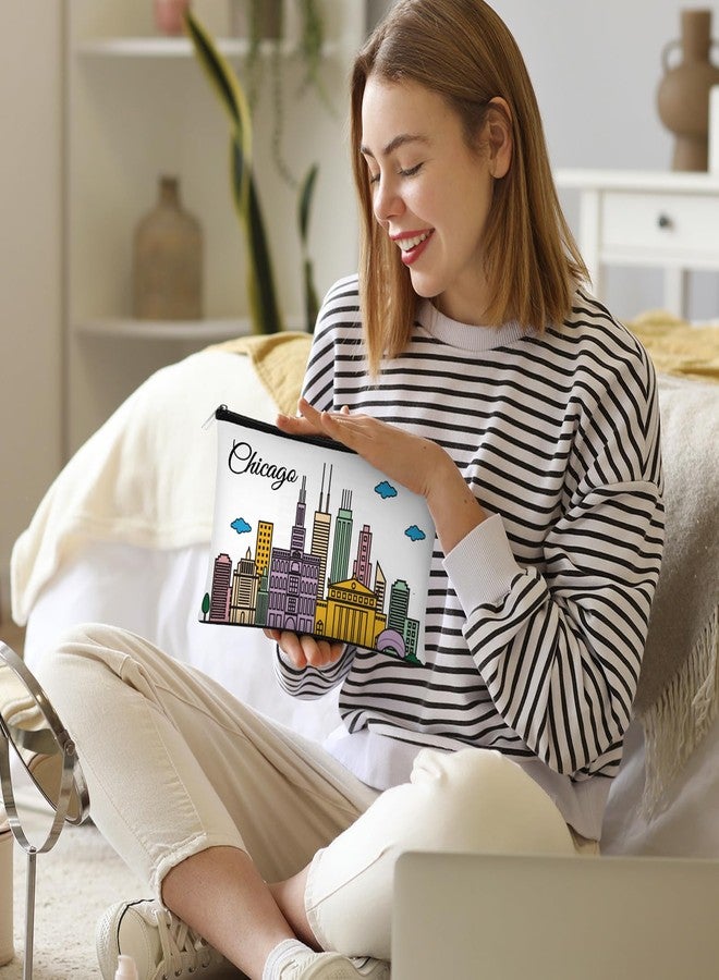 Reginary 6 Pcs City Cosmetic Bag Souvenir Gifts New York Zipper Pouch Chicago Souvenir Seattle Boston Nashville London Paris Italy Alaska Gifts Memento for Women Traveler(Chicago) - Image 4
