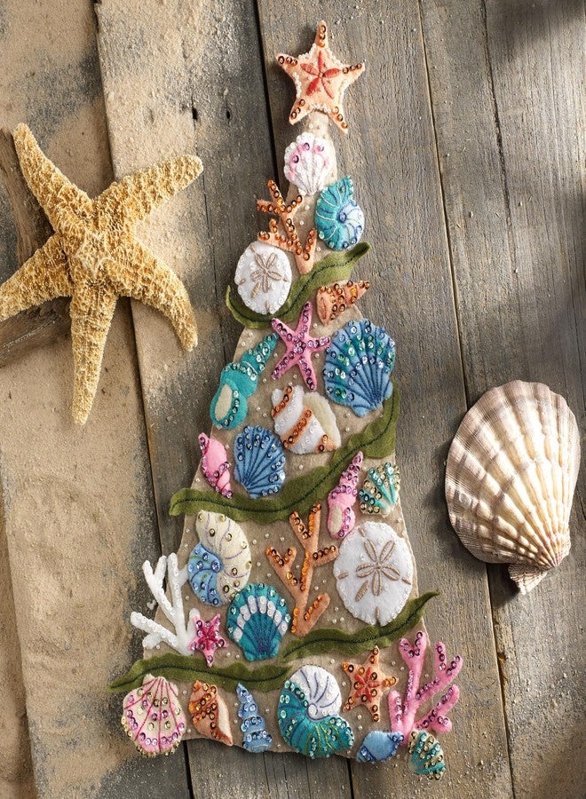Bucilla Felt Applique Wall Hanging Kit, Coastal Christmas, Perfect for DIY Arts and Crafts, 89500E - Image 2