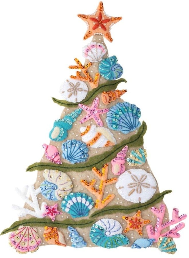 Bucilla Felt Applique Wall Hanging Kit, Coastal Christmas, Perfect for DIY Arts and Crafts, 89500E - Image 1