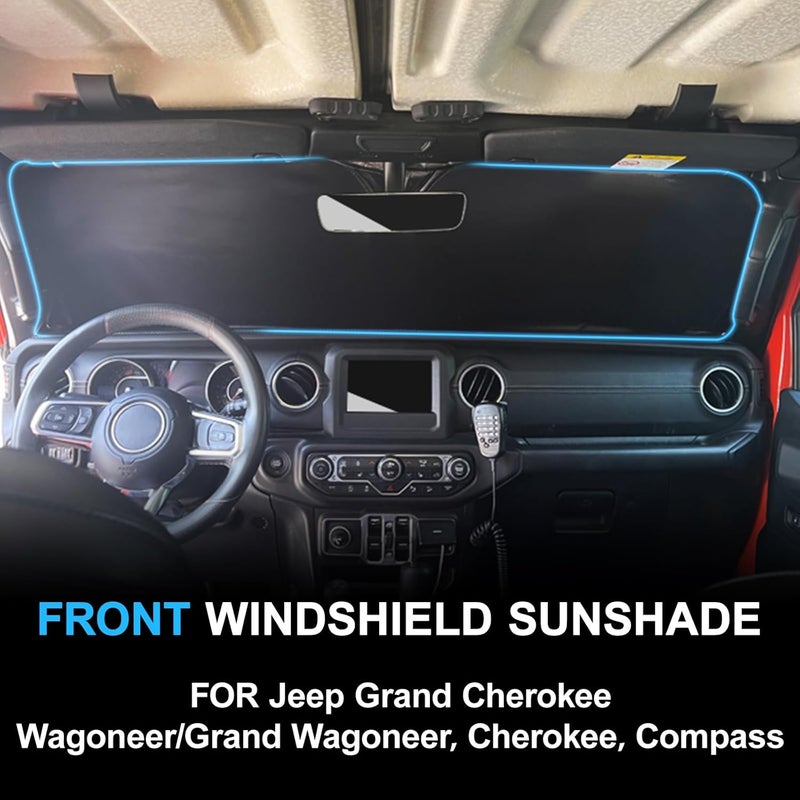 CHIYLE Car Windshield Sunshade Sun Shade, 2025 Upgraded Design New 300T Technology for Maximum Coverage Foldable Sun shied Fit for Grand Cherokee Grand Wagoneer Compass (62.2" x 31.5", J-Large) - Image 2