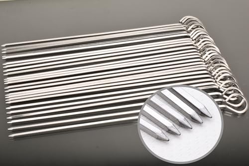 HONSHEN 24 Pack Barbecue Skewers Metal BBQ Sticks10 Stainless Steel Skewers for Grill Roasted Beef Chicken Grilled Vegetables Square BBQ 24P 10inch - Image 1