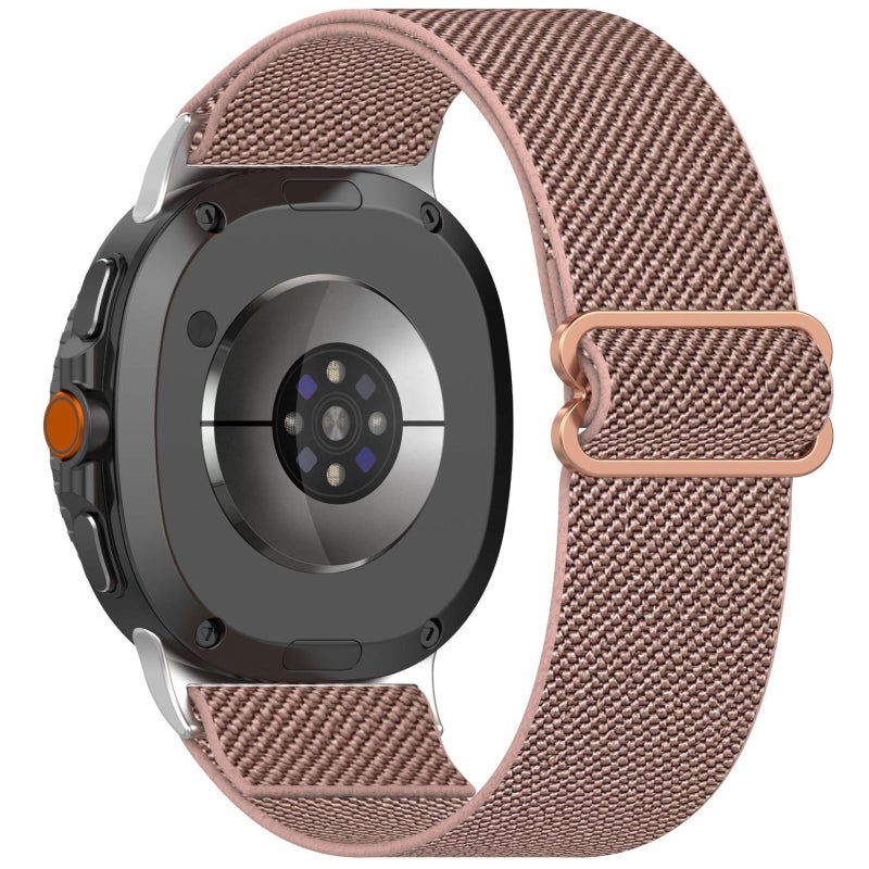 erorex For Samsung Galaxy Watch8 / Watch8 Classic Ethnic Style Elastic Nylon Braided Watch Band(Rose Pink) - Image 1