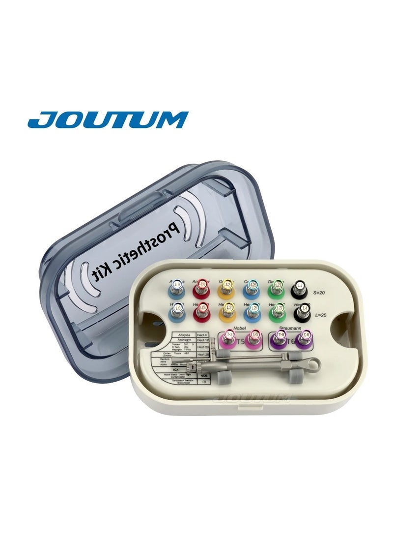 JOUTUM مفك براغي زراعة الأسنان، مفتاح عزم ملون 10-70NCM، مع مجموعة أدوات إصلاح وترميم عالمية مكونة من 16 قطعة - Image 1