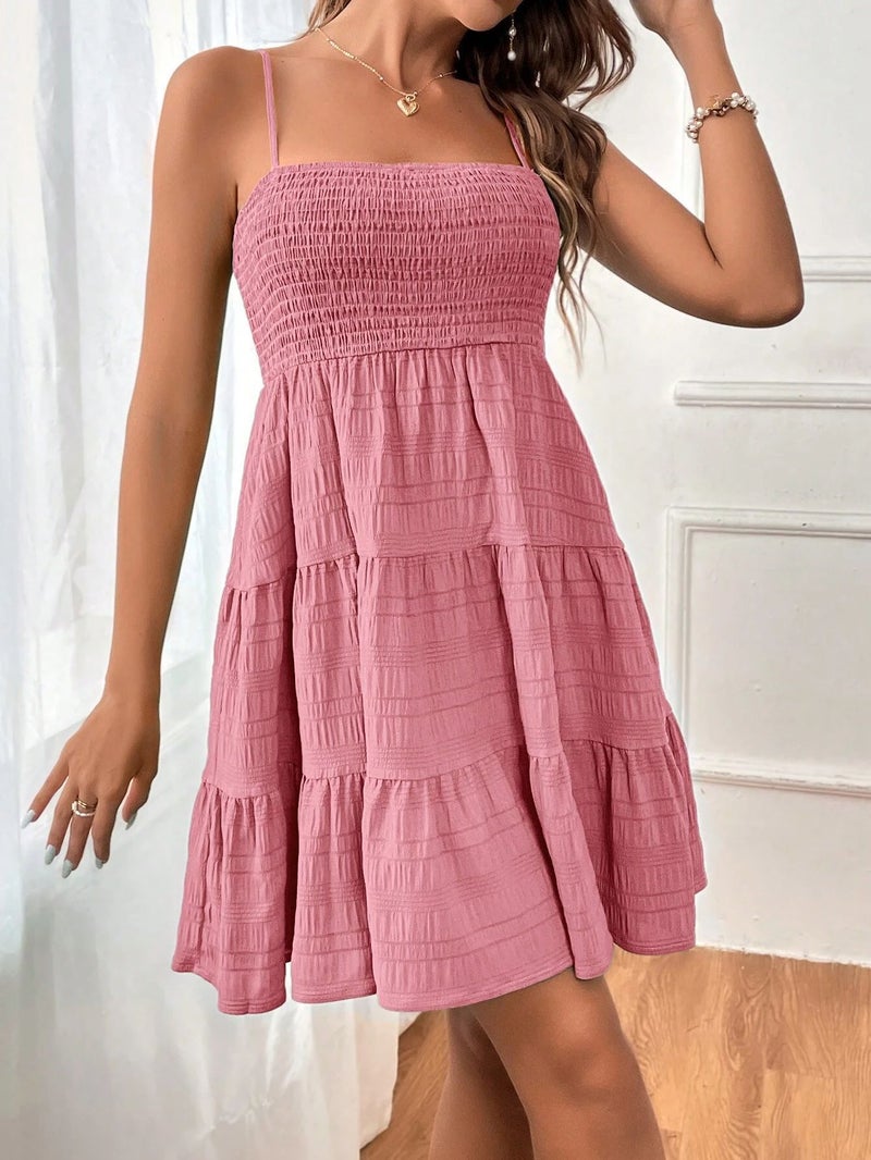 Summer 2024 Elegant Solid Slip Dress light blue