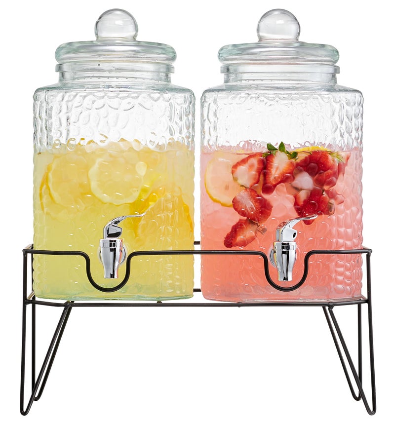 Style Setter Beverage Dispenser w/Stand (Set of 2), 1.5 Gallon Large Countertop Glass Drink Dispenser w/Spigot, Party Drink Dispenser for Sweet Tea Lemonade Punch Water, Juice Dispensers for Parties - Image 1