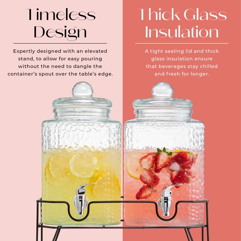 Style Setter Beverage Dispenser w/Stand (Set of 2), 1.5 Gallon Large Countertop Glass Drink Dispenser w/Spigot, Party Drink Dispenser for Sweet Tea Lemonade Punch Water, Juice Dispensers for Parties - Image 4