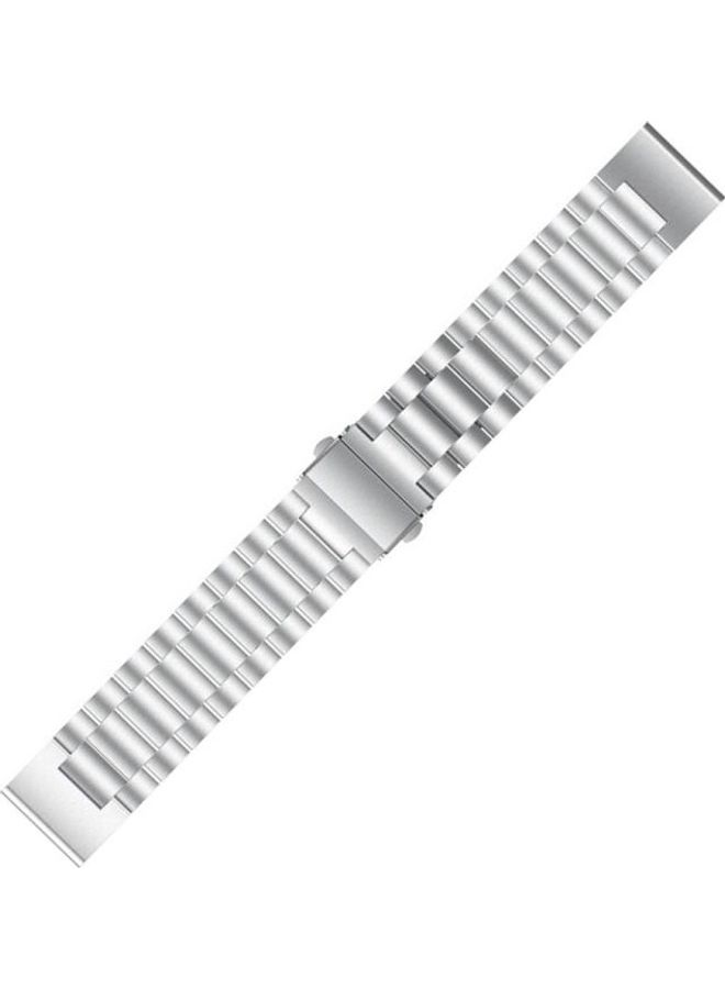 NIBEMINENT Three-Bead Stainless Steel Metal Watchband For Garmin Fenix 5 Silver - Image 4