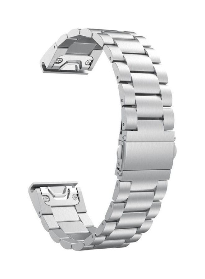 NIBEMINENT Three-Bead Stainless Steel Metal Watchband For Garmin Fenix 5 Silver - Image 3