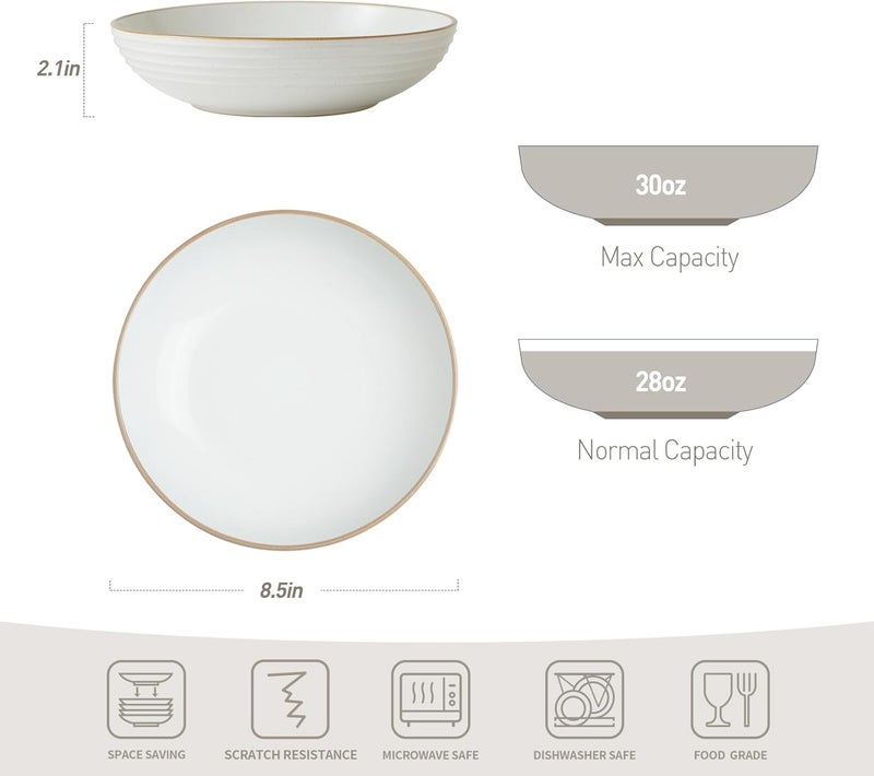 famiware Jupiter Pasta Bowls 30 OZ Large Salad Bowls Set of 4 Microwave and Dishwasher Safe Sturdy Stackable Serving Bowls for Kitchen Multicolor - Image 4