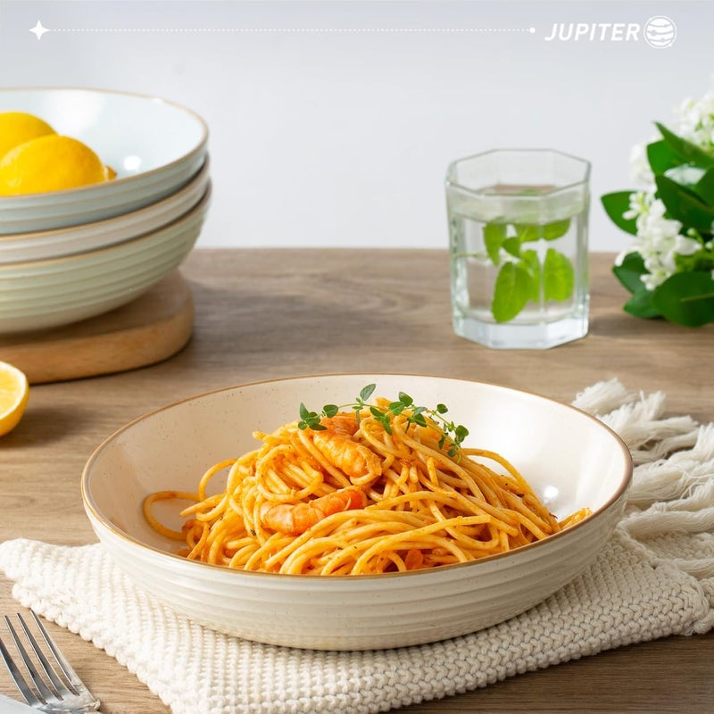 famiware Jupiter Pasta Bowls 30 OZ Large Salad Bowls Set of 4 Microwave and Dishwasher Safe Sturdy Stackable Serving Bowls for Kitchen Multicolor - Image 2
