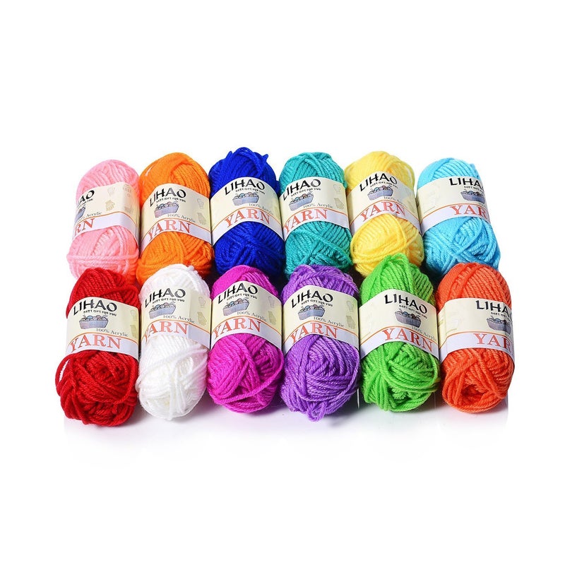 LIHAO 12 Skeins Mini Yarn for Knitting Crochet Craft  100 Acrylic