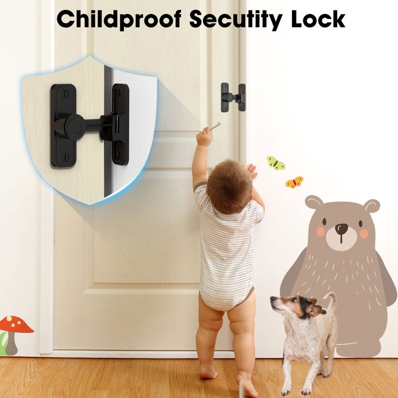 MeBantoo Sliding Barn Door Lock Hardware  90 Degree Locks For Barn Doors  Flip Gate Latches For Barn  Garden  Bathroom  Outdoor  Garage  Window (Black) - Image 5