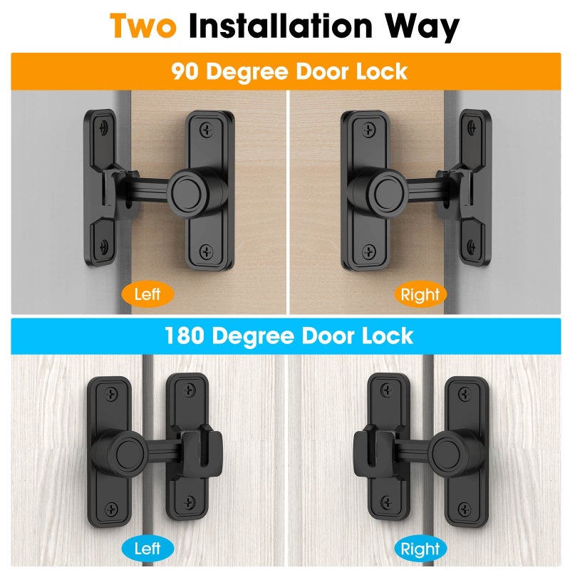 MeBantoo Sliding Barn Door Lock Hardware  90 Degree Locks For Barn Doors  Flip Gate Latches For Barn  Garden  Bathroom  Outdoor  Garage  Window (Black) - Image 3