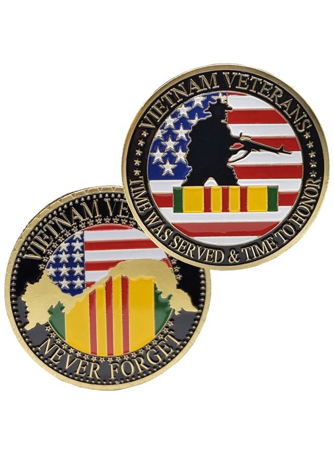 DFFDFF US. Military Vietnam Veterans Never Forget Gold Plated Challenge Coin Thank You for Your Service Appreciation Coin Gift - Image 1