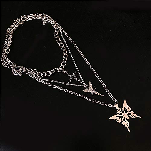 YERTTER Dainty Punk Layering Chunky Chain Choker Toggle Necklace Boho Jewelry Set Layered Butterfly Cross Angel Pendant Statement Necklace Festival Statement Necklace for Women Man - Image 5