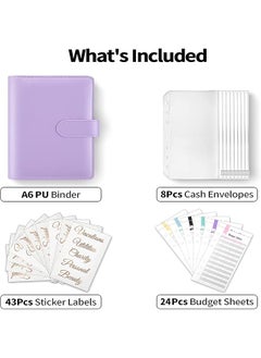 erorex 12 Pack Budget Binder With Zipper Money Saving Binder With Label Stickers 6 Ring Cash Money Organizer Money Envelopes For Cash Leather A6 Budget Binder  - Image 5