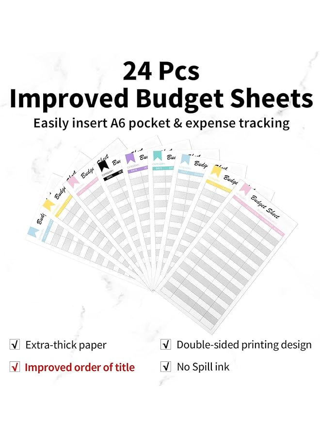 erorex 12 Pack Budget Binder With Zipper Money Saving Binder With Label Stickers 6 Ring Cash Money Organizer Money Envelopes For Cash Leather A6 Budget Binder  - Image 3