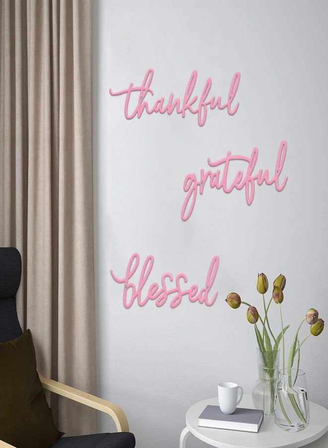 ESTART Thankful Grateful Blessed Letter Sign Metal Wall Decor, 3 Piece Pink Letters Wall Art for Bathroom Bedroom Metal Words Wall Decor for Home Decor (Pink) - Image 5