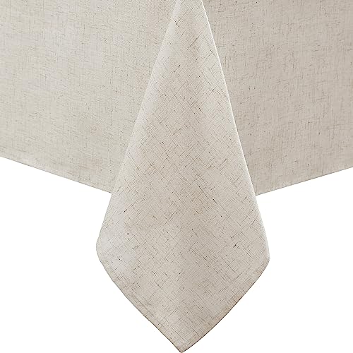 Laura Ashley Dothan Luxury Linen Blend Tablecloth for Formal Dining Holiday Wedding or Party 60 x 102 Taupe - Image 1