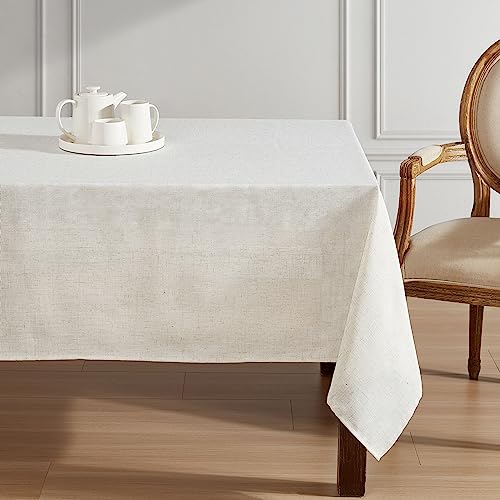Laura Ashley Dothan Luxury Linen Blend Tablecloth for Formal Dining Holiday Wedding or Party 60 x 102 Taupe - Image 3