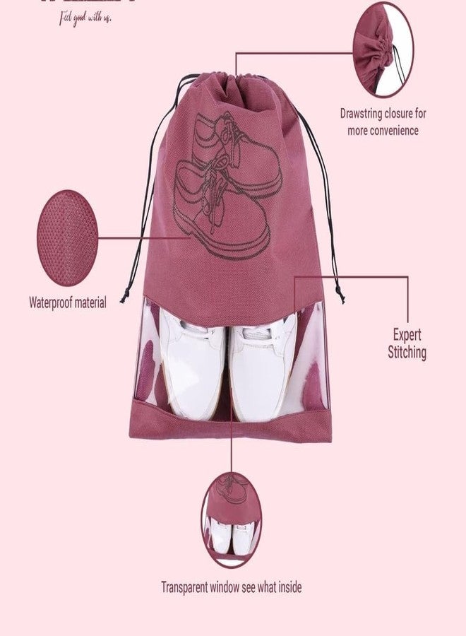 SPARROWFLY 5 Pack Shoe Bag for Storage Shoes for Men and Women Travel Essentials Shoe Cover and Shoe Bags Pouches Transparent Shoe Bag for Travel or Accessories (5, Maroon) - Image 5