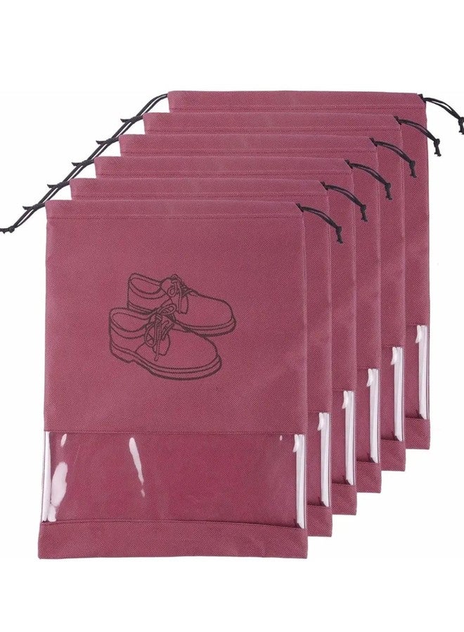 SPARROWFLY 5 Pack Shoe Bag for Storage Shoes for Men and Women Travel Essentials Shoe Cover and Shoe Bags Pouches Transparent Shoe Bag for Travel or Accessories (5, Maroon) - Image 1