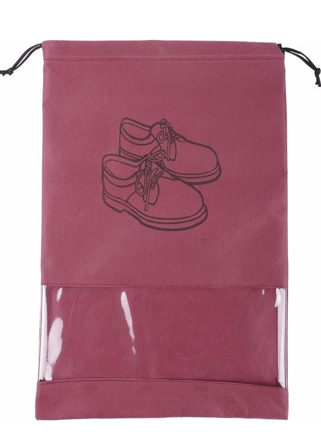 SPARROWFLY 5 Pack Shoe Bag for Storage Shoes for Men and Women Travel Essentials Shoe Cover and Shoe Bags Pouches Transparent Shoe Bag for Travel or Accessories (5, Maroon) - Image 3