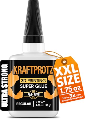 KRAFTPROTZ 3D Printer Super Glue Thin for PLA, ABS, PETG, TPU & Nylon – 1.76 oz XXL – Capillary Action, Ultra Fast-Drying & Clear – Perfect for Resin, RC Parts, Cracks & Fine Detail Fixes - Image 1