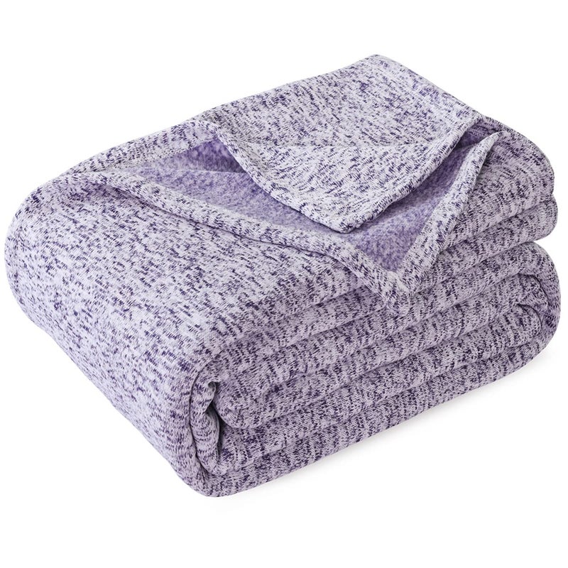 KAWAHOME KAWAHOME Summer Sweatshirt Throw Blanket for BedLightweight Breathable BlanketsSoft Thin Knit Jersey Throw Blanket for Hot Sleepers50 X 60 Inches Heather Purple 