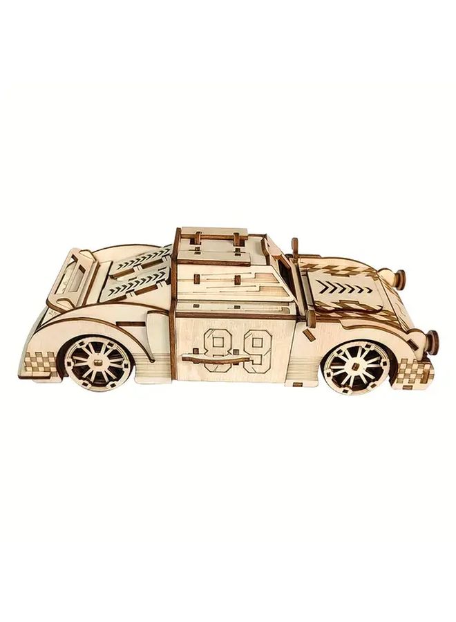 Wooden Sports Car Assembly Model 3D Puzzle Collectible Intricate Gift - Image 3