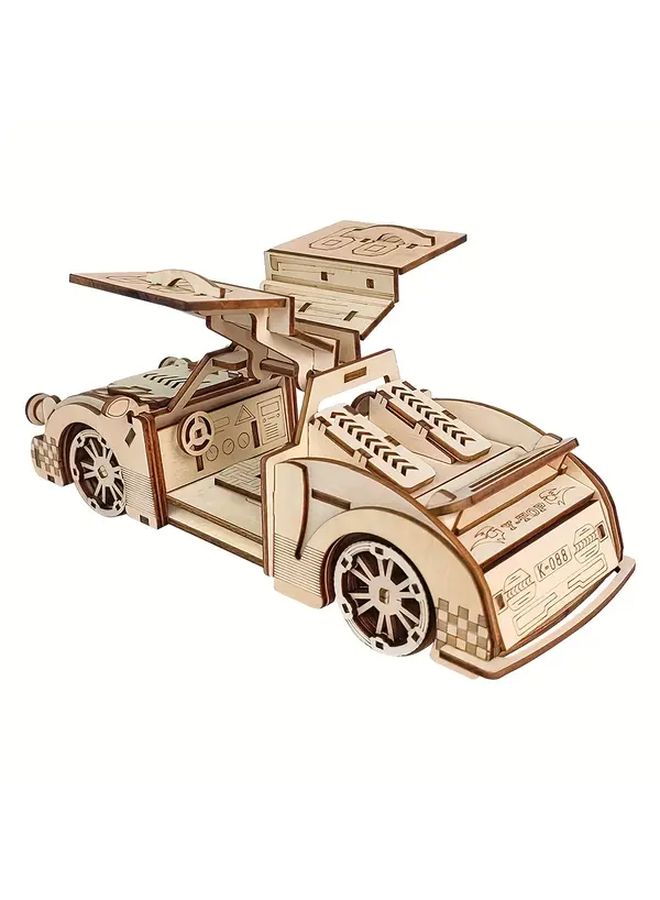 Wooden Sports Car Assembly Model 3D Puzzle Collectible Intricate Gift - Image 1