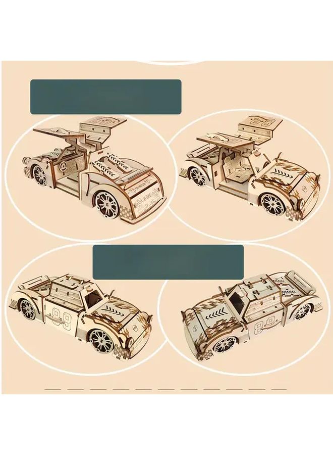 Wooden Sports Car Assembly Model 3D Puzzle Collectible Intricate Gift - Image 4