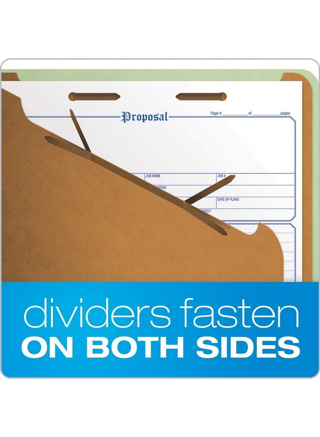Pendaflex Recycled Classification File Folders 2 Dividers 2" Embedded Fasteners 2 5 Tab Cut Letter Size Light Green Box Of 10 (24076R) - Image 5
