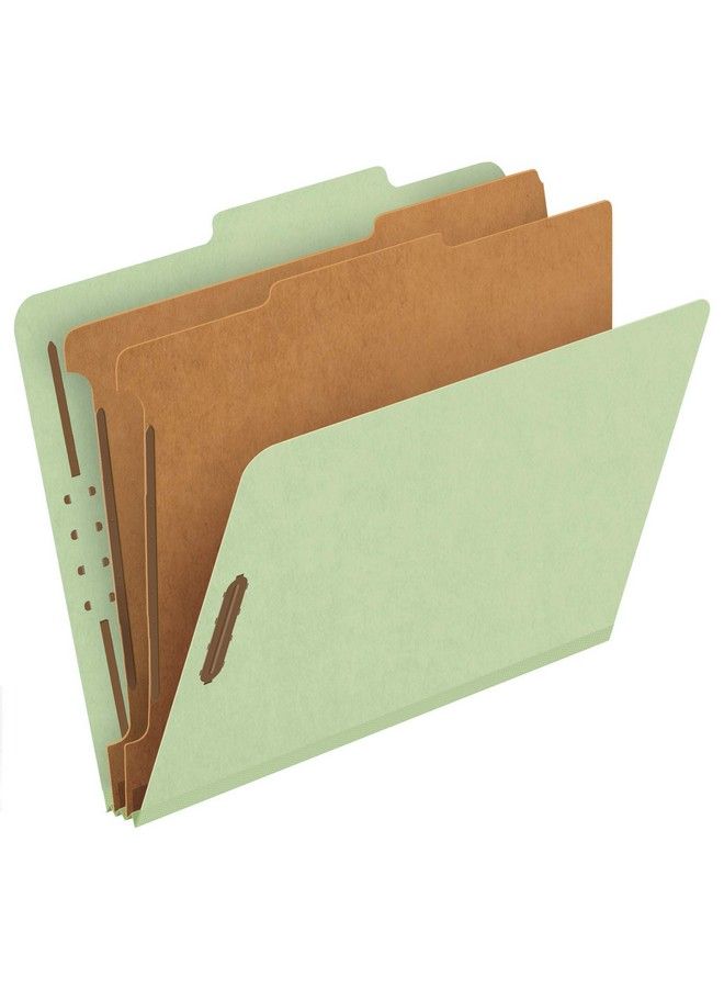 Pendaflex Recycled Classification File Folders 2 Dividers 2" Embedded Fasteners 2 5 Tab Cut Letter Size Light Green Box Of 10 (24076R) - Image 2