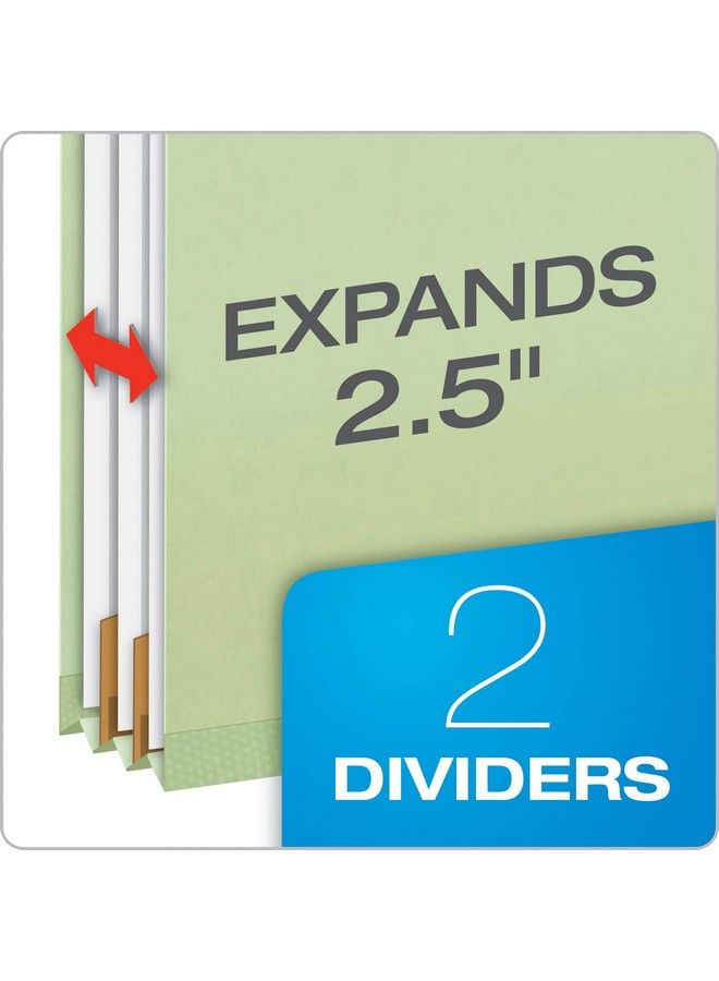 Pendaflex Recycled Classification File Folders 2 Dividers 2" Embedded Fasteners 2 5 Tab Cut Letter Size Light Green Box Of 10 (24076R) - Image 3