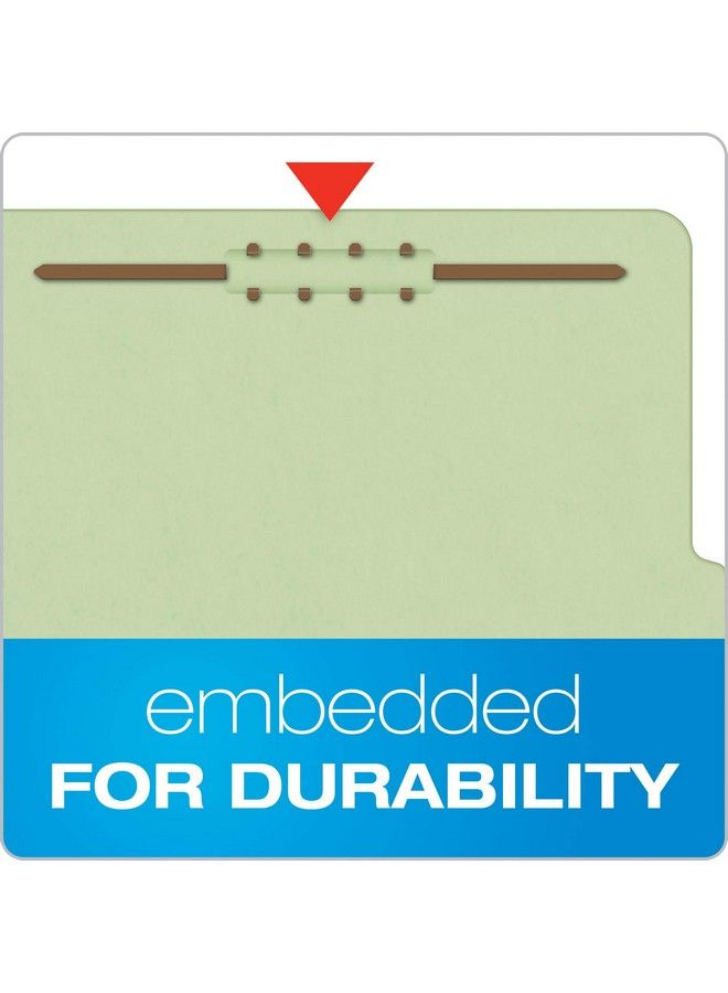 Pendaflex Recycled Classification File Folders 2 Dividers 2" Embedded Fasteners 2 5 Tab Cut Letter Size Light Green Box Of 10 (24076R) - Image 4