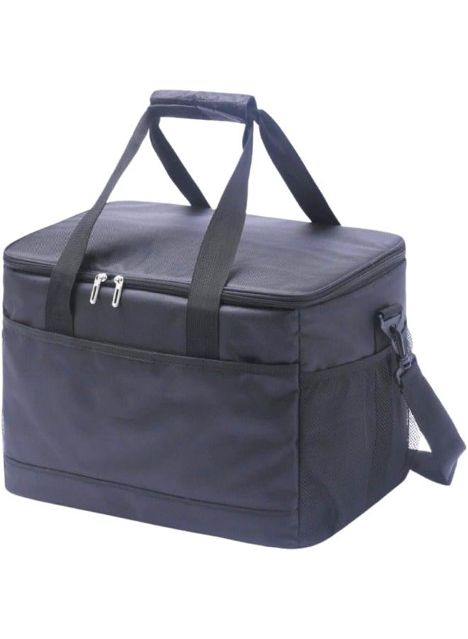 XX-Large Insulated Thermal Grocery Bag 47X27X30 Cm, 40L Black Color With Zipper Top Foldable Cooler Bag For Hot And Cold Food Storage Reusable Bag For Travel Lightweight Durable Eco-Friendly - Image 4