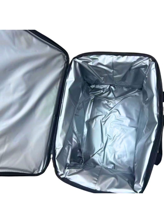 XX-Large Insulated Thermal Grocery Bag 47X27X30 Cm, 40L Black Color With Zipper Top Foldable Cooler Bag For Hot And Cold Food Storage Reusable Bag For Travel Lightweight Durable Eco-Friendly - Image 1