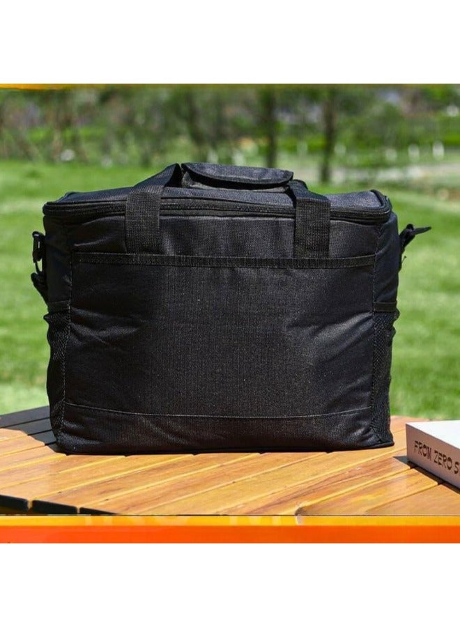 XX-Large Insulated Thermal Grocery Bag 47X27X30 Cm, 40L Black Color With Zipper Top Foldable Cooler Bag For Hot And Cold Food Storage Reusable Bag For Travel Lightweight Durable Eco-Friendly - Image 3